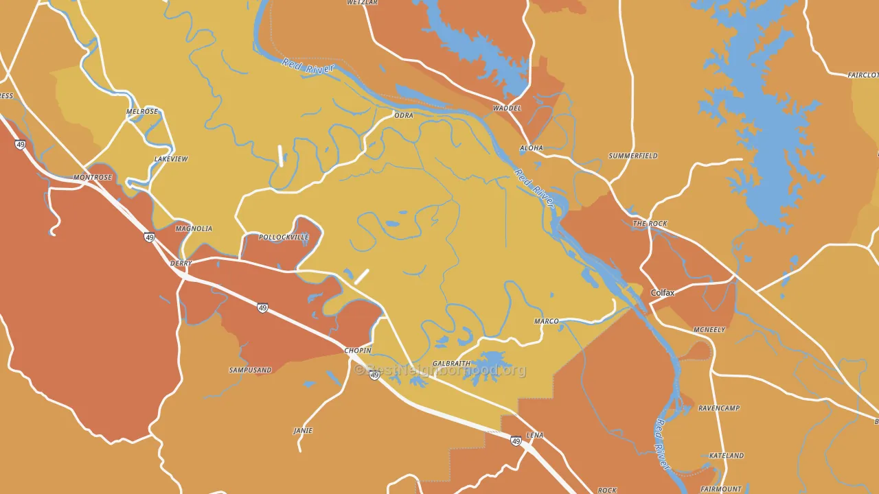 Map of the best neighborhoods in the Gorum area, with better matches in green and worse matches in red