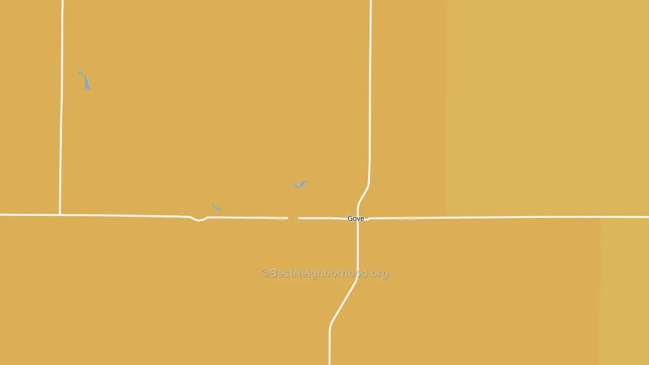 Map of the best neighborhoods in the Gove City area, with better matches in green and worse matches in red