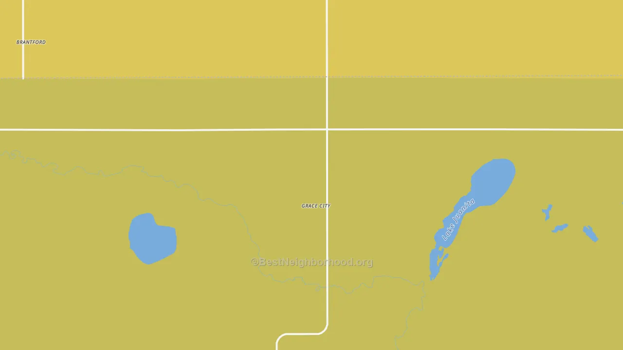 Map of the best neighborhoods in the Grace City area, with better matches in green and worse matches in red