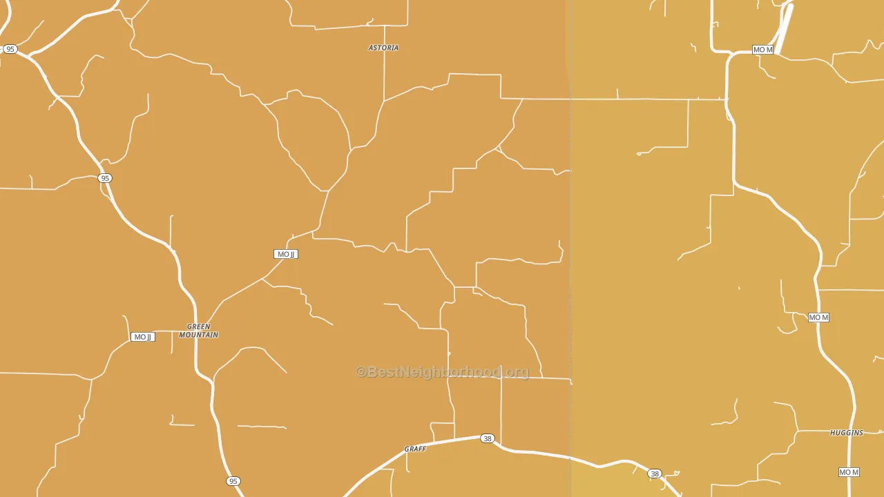 Map of the best neighborhoods in the Graff area, with better matches in green and worse matches in red