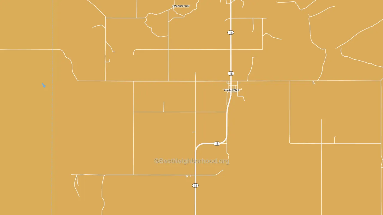 Map of the best neighborhoods in the Grainola area, with better matches in green and worse matches in red