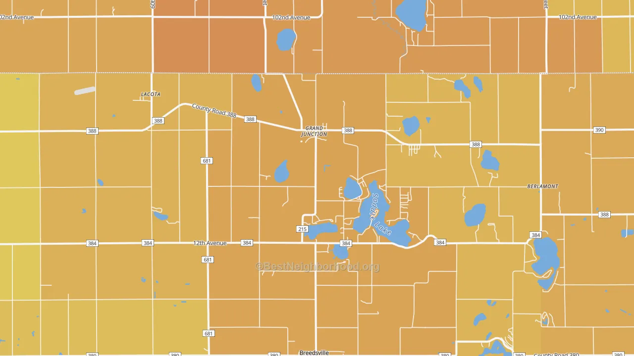 Map of the best neighborhoods in the Grand Junction area, with better matches in green and worse matches in red