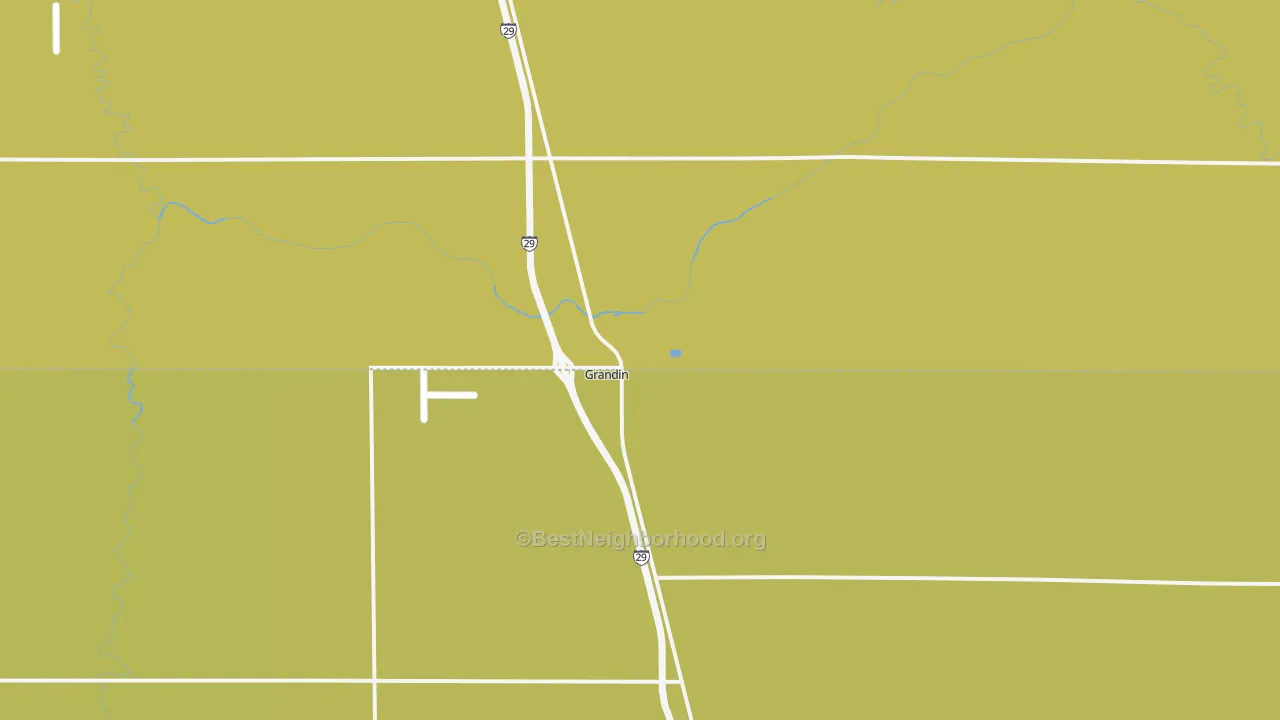 Map of the best neighborhoods in the Grandin area, with better matches in green and worse matches in red