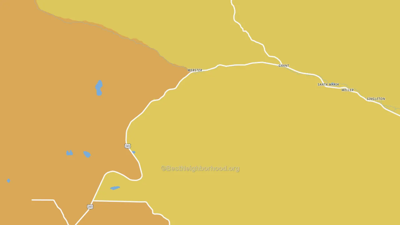 Map of the best neighborhoods in the Grant area, with better matches in green and worse matches in red