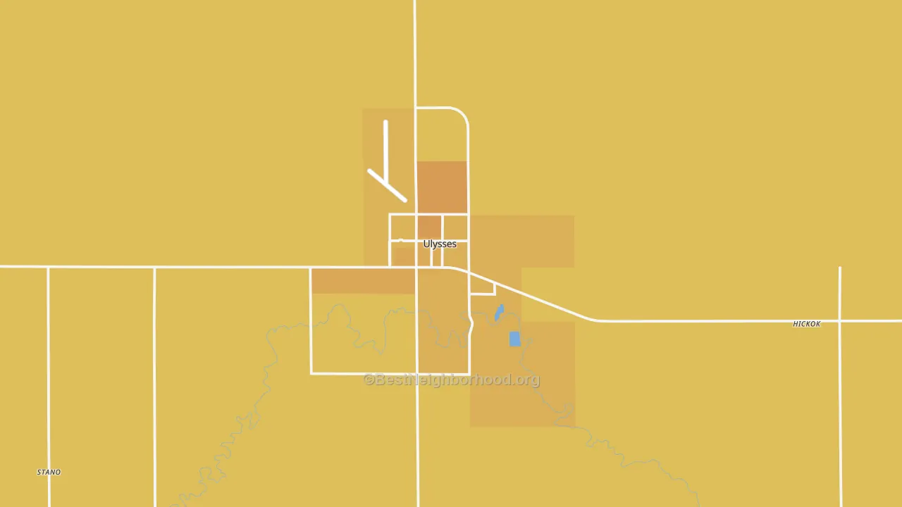 Map of the best neighborhoods in the Grant County area, with better matches in green and worse matches in red