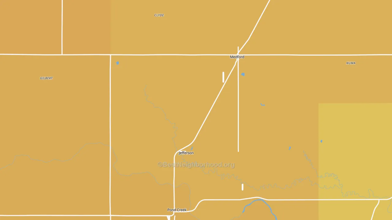 Map of the best neighborhoods in the Grant County area, with better matches in green and worse matches in red