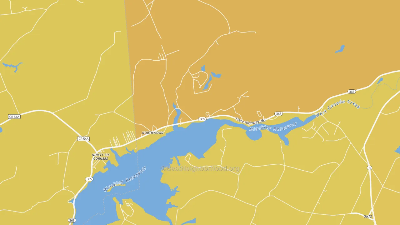 Map of the best neighborhoods in the Grant area, with better matches in green and worse matches in red