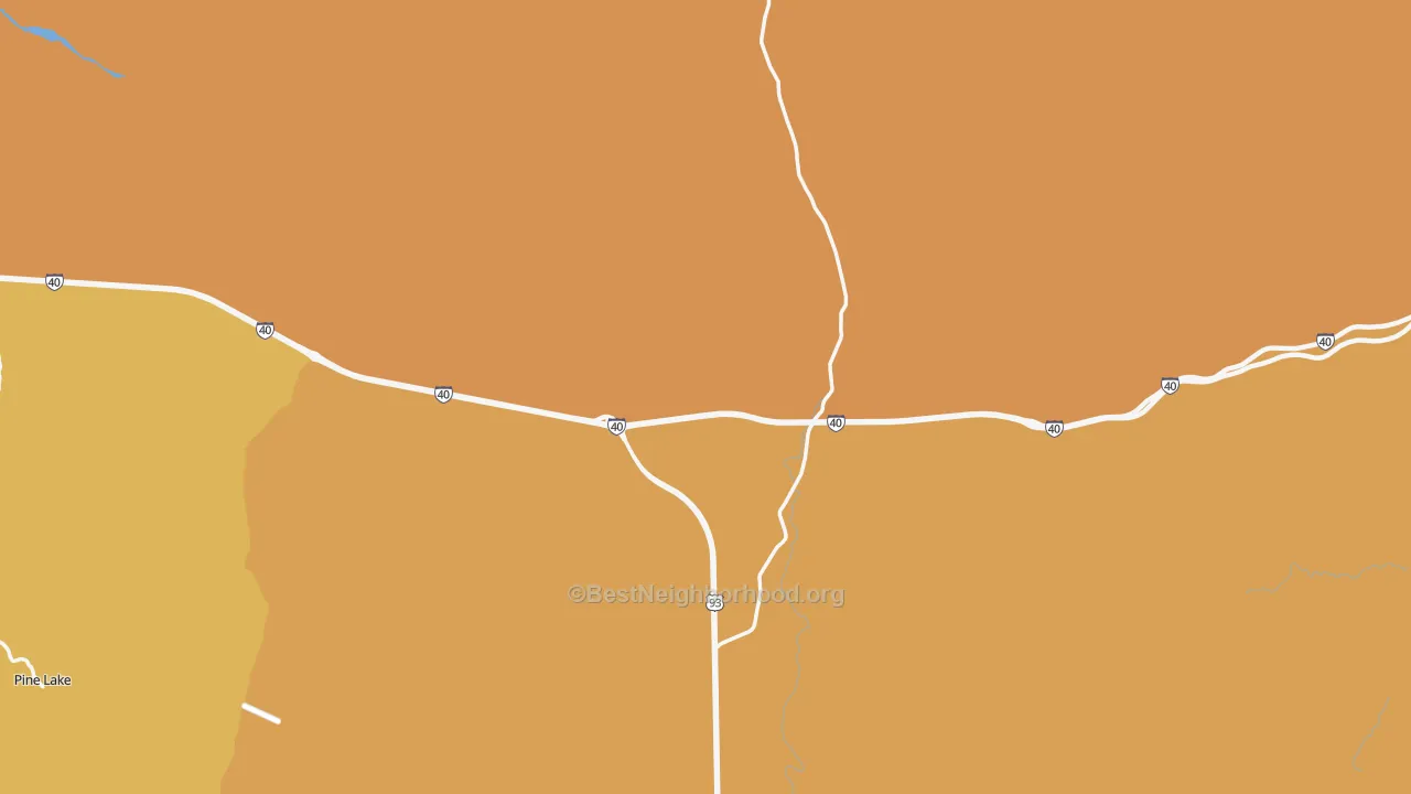 Map of the best neighborhoods in the Grasshopper Junction area, with better matches in green and worse matches in red