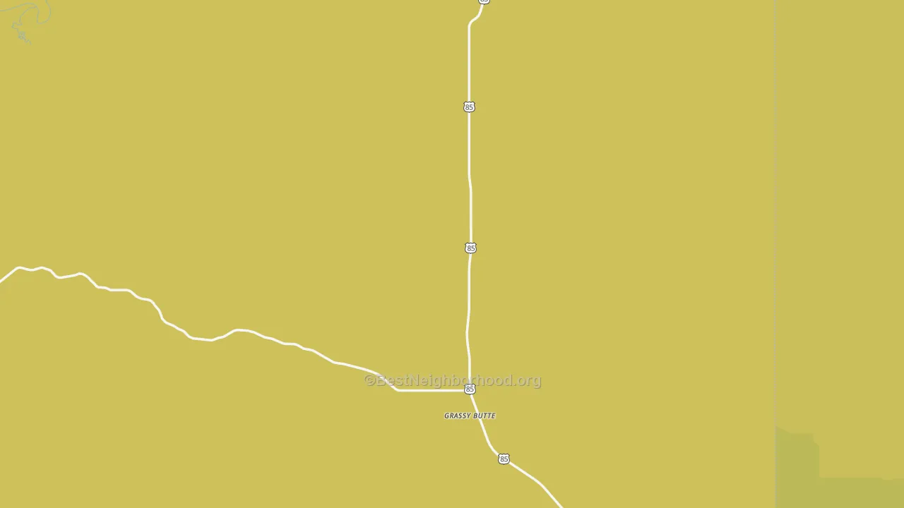 Map of the best neighborhoods in the Grassy Butte area, with better matches in green and worse matches in red
