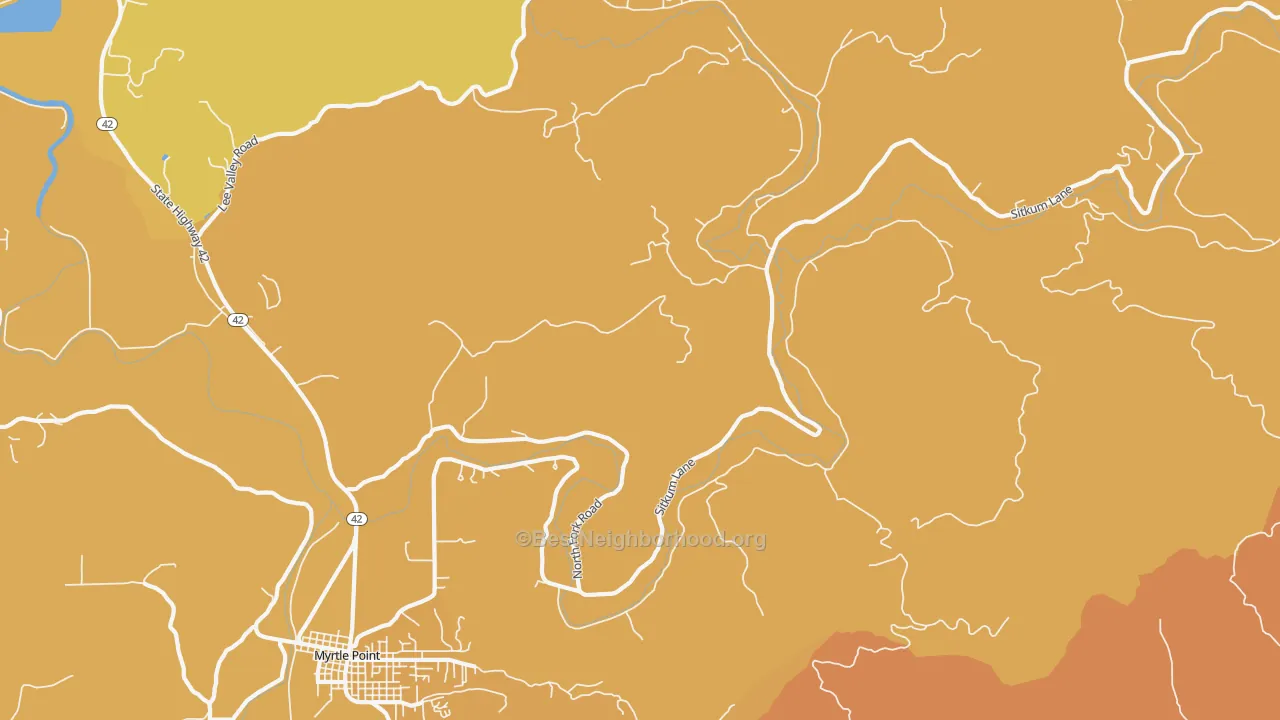 Map of the best neighborhoods in the Gravelford area, with better matches in green and worse matches in red