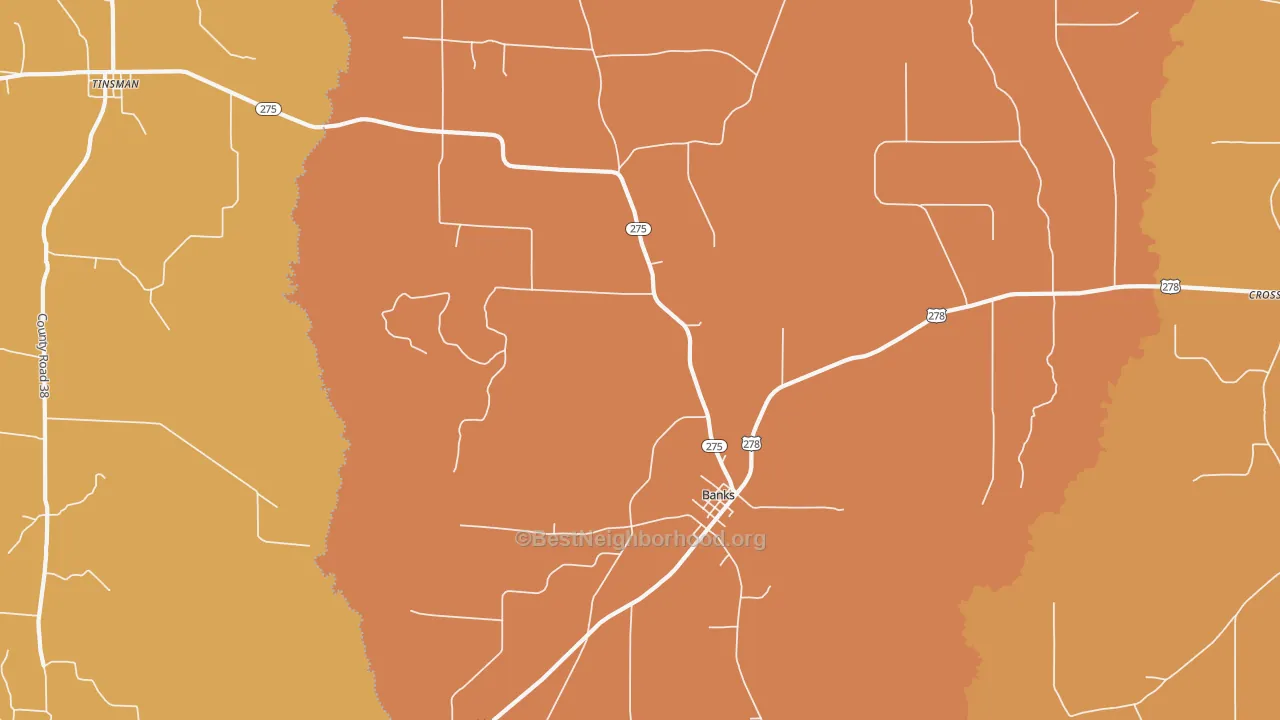 Map of the best neighborhoods in the Gravelridge area, with better matches in green and worse matches in red