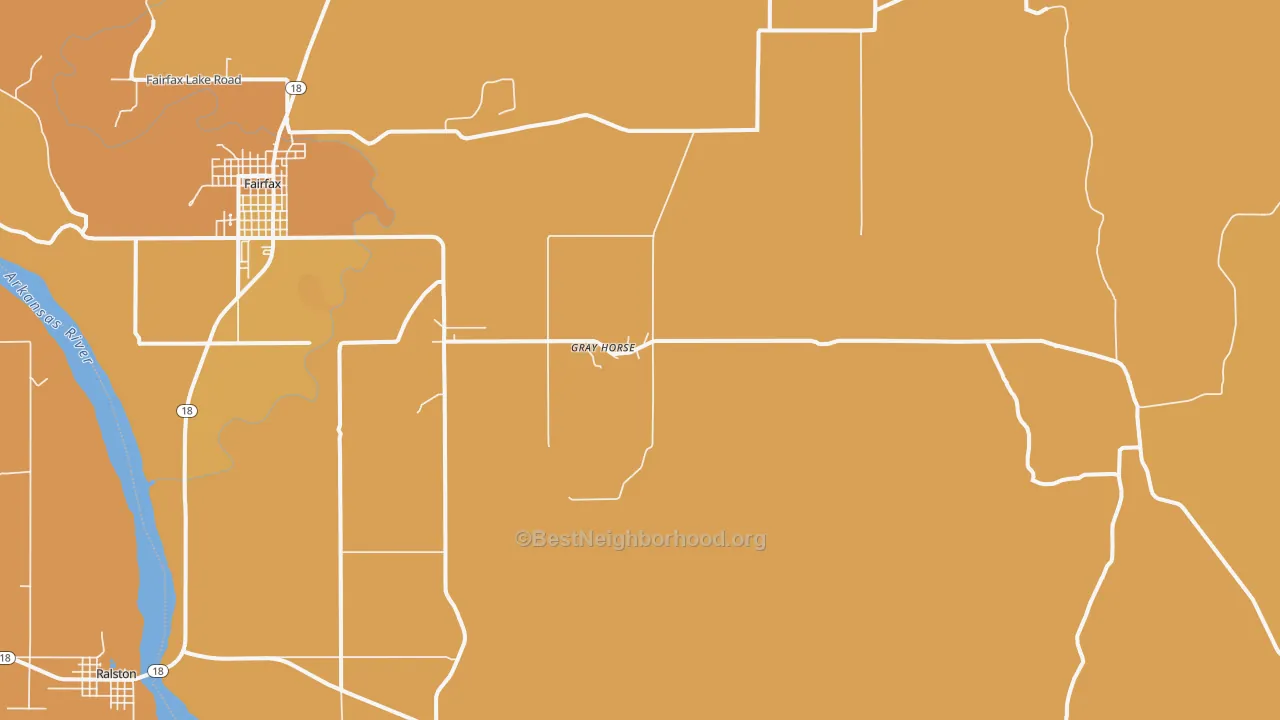 Map of the best neighborhoods in the Gray Horse area, with better matches in green and worse matches in red