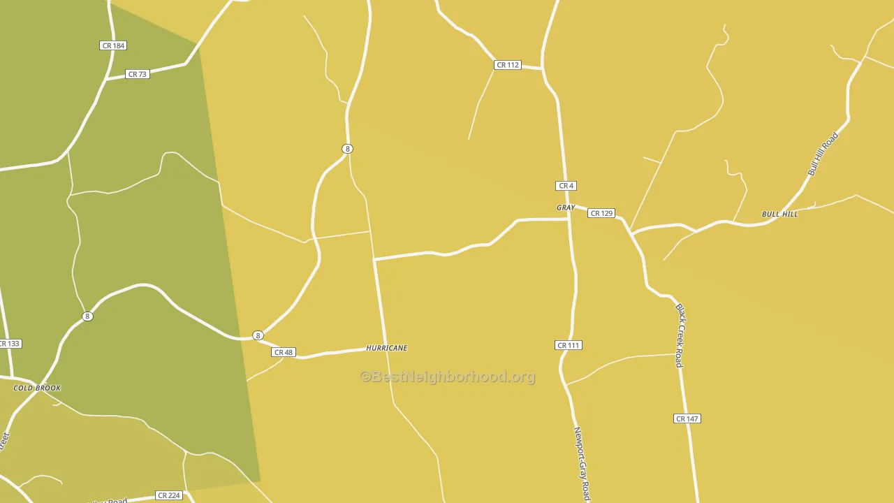 Map of the best neighborhoods in the Gray area, with better matches in green and worse matches in red