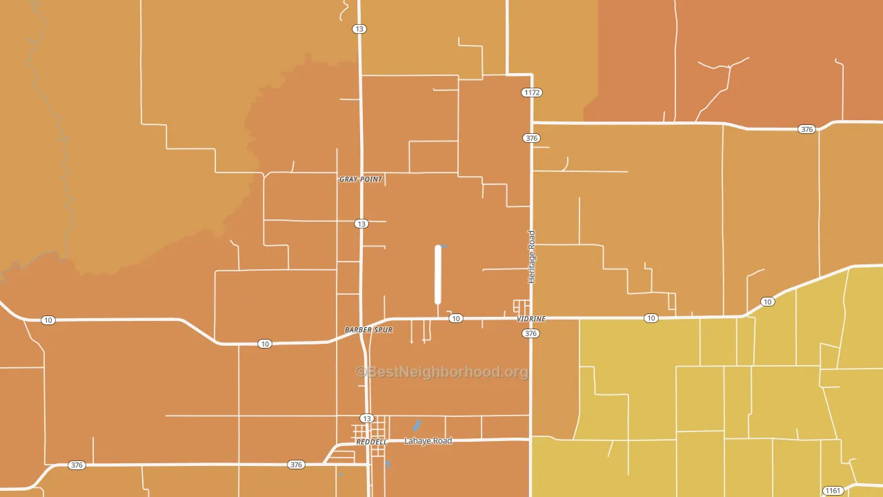 Map of the best neighborhoods in the Gray Point area, with better matches in green and worse matches in red