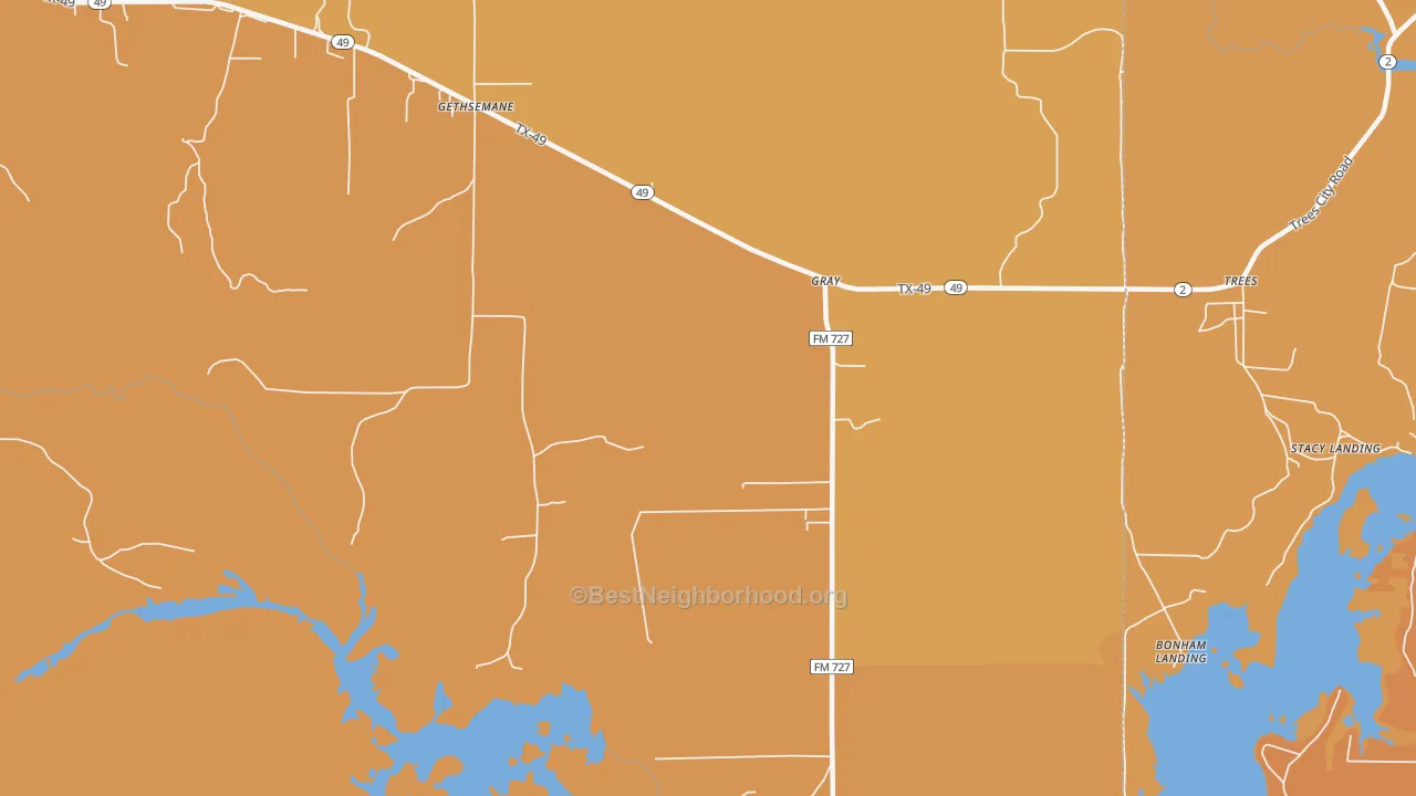 Map of the best neighborhoods in the Gray area, with better matches in green and worse matches in red