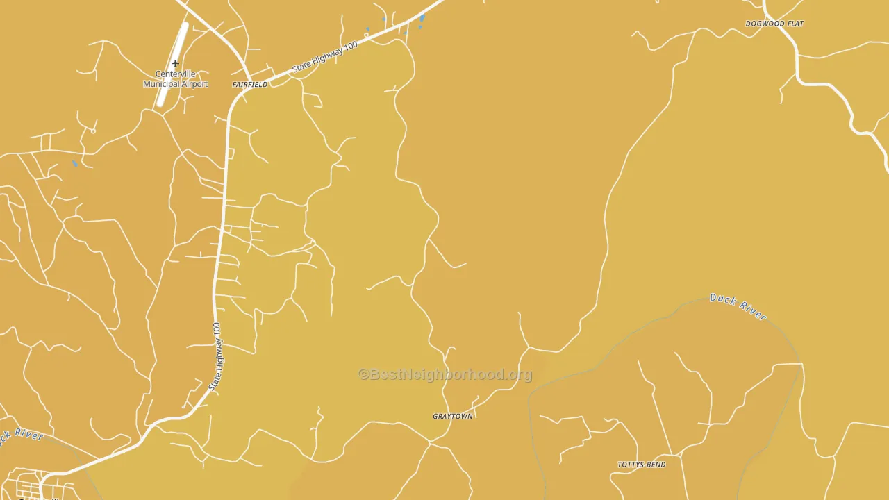 Map of the best neighborhoods in the Graytown area, with better matches in green and worse matches in red