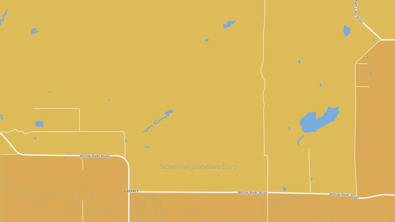 Map of the best neighborhoods in the Greaney area, with better matches in green and worse matches in red