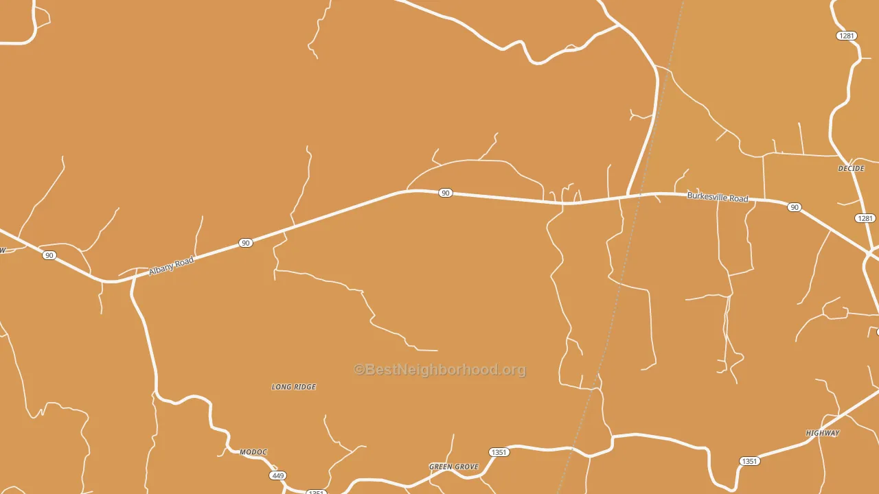 Map of the best neighborhoods in the Green Grove area, with better matches in green and worse matches in red