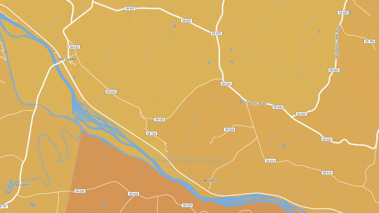 Map of the best neighborhoods in the Green Hill area, with better matches in green and worse matches in red