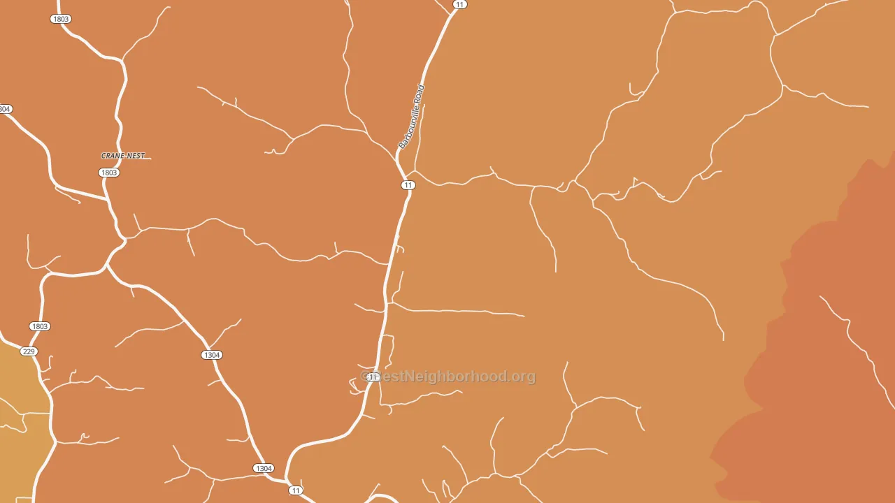 Map of the best neighborhoods in the Green Road area, with better matches in green and worse matches in red