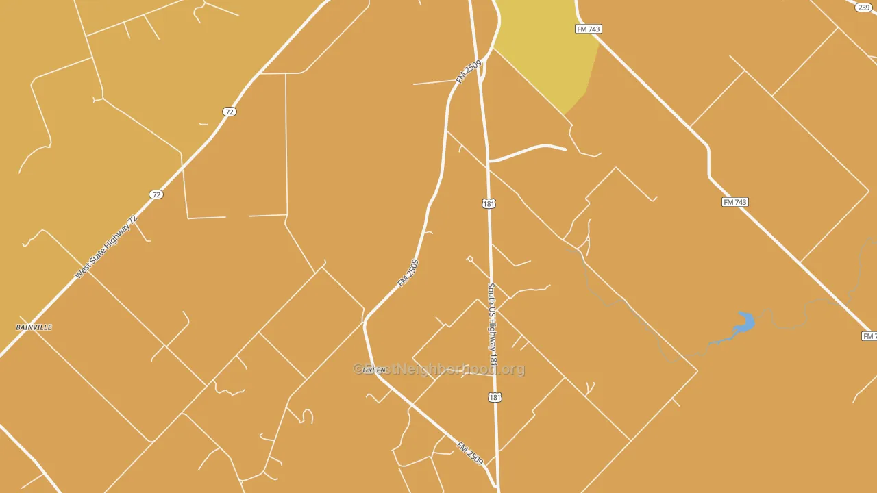 Map of the best neighborhoods in the Green area, with better matches in green and worse matches in red