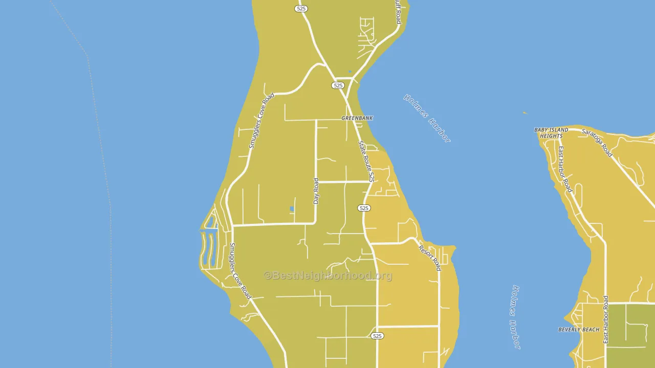 Map of the best neighborhoods in the Greenbank area, with better matches in green and worse matches in red
