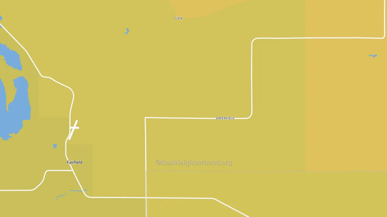 Map of the best neighborhoods in the Greenfield area, with better matches in green and worse matches in red