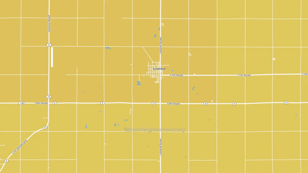Map of the best neighborhoods in the Greenleaf area, with better matches in green and worse matches in red