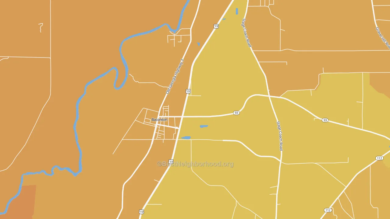 Map of the best neighborhoods in the Greenough area, with better matches in green and worse matches in red