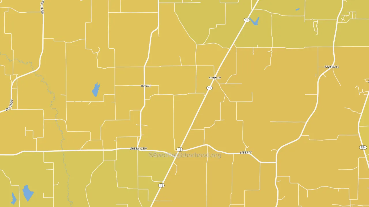 Map of the best neighborhoods in the Greenview area, with better matches in green and worse matches in red