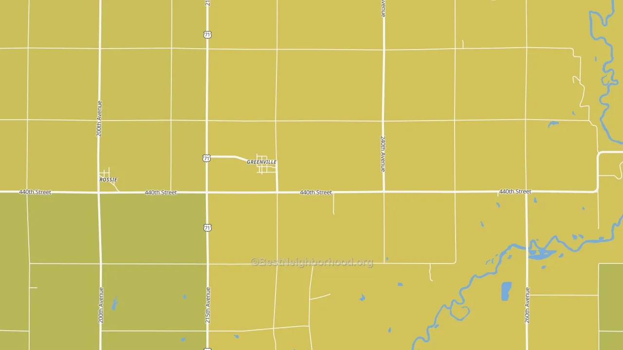 Map of the best neighborhoods in the Greenville area, with better matches in green and worse matches in red