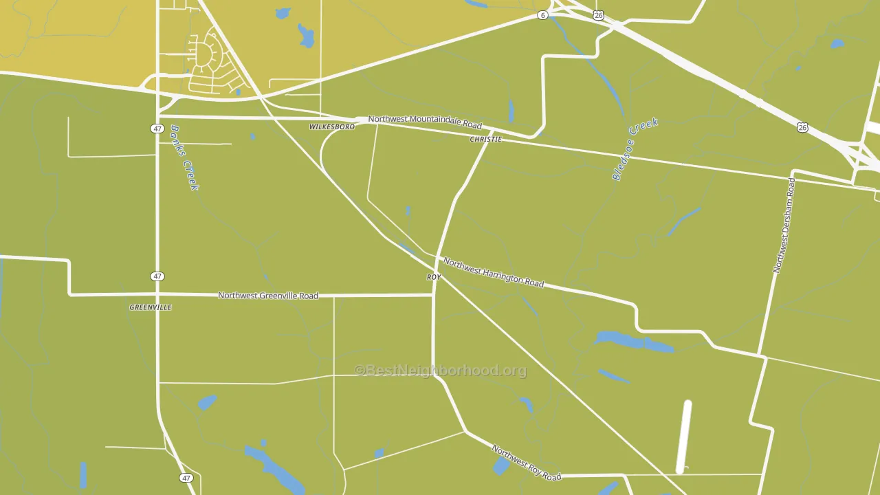Map of the best neighborhoods in the Greenville area, with better matches in green and worse matches in red