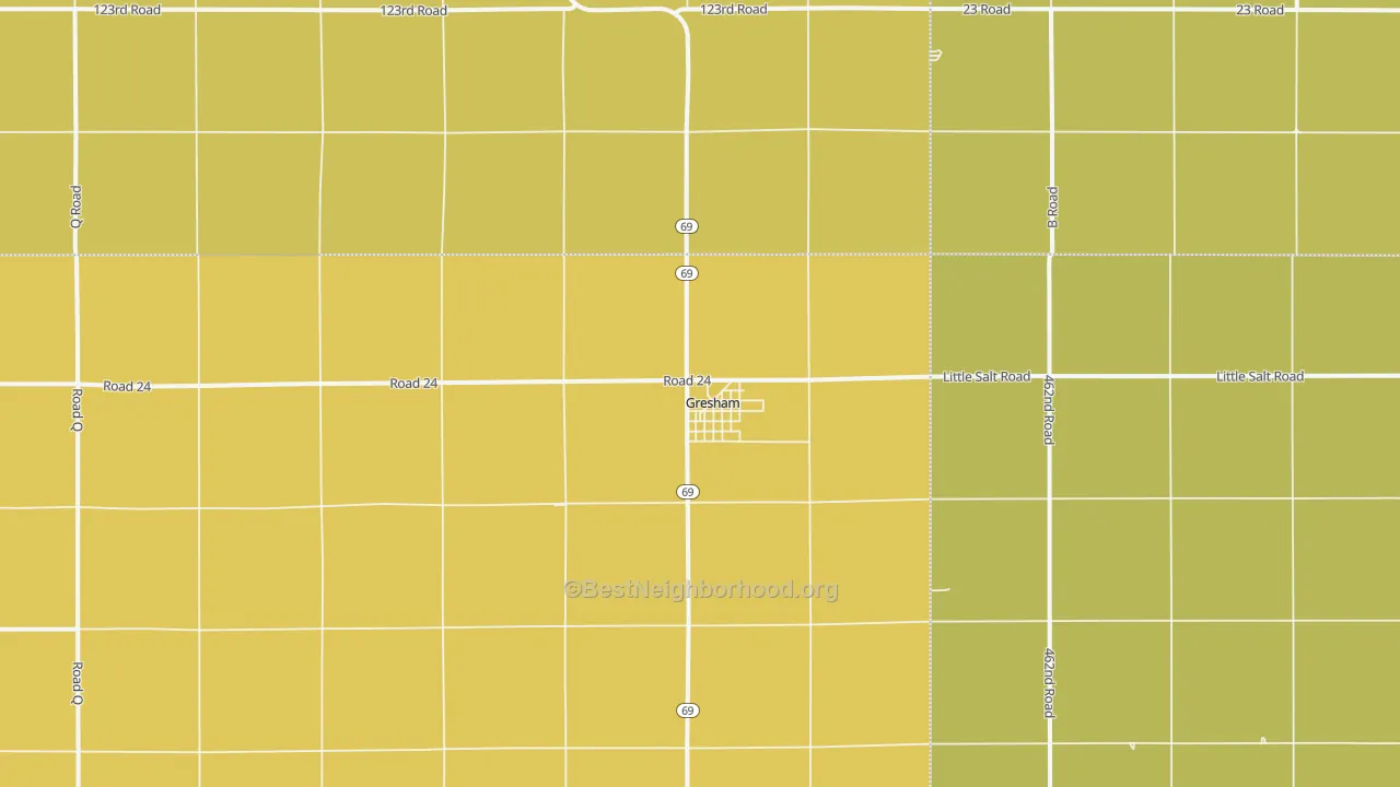Map of the best neighborhoods in the Gresham area, with better matches in green and worse matches in red