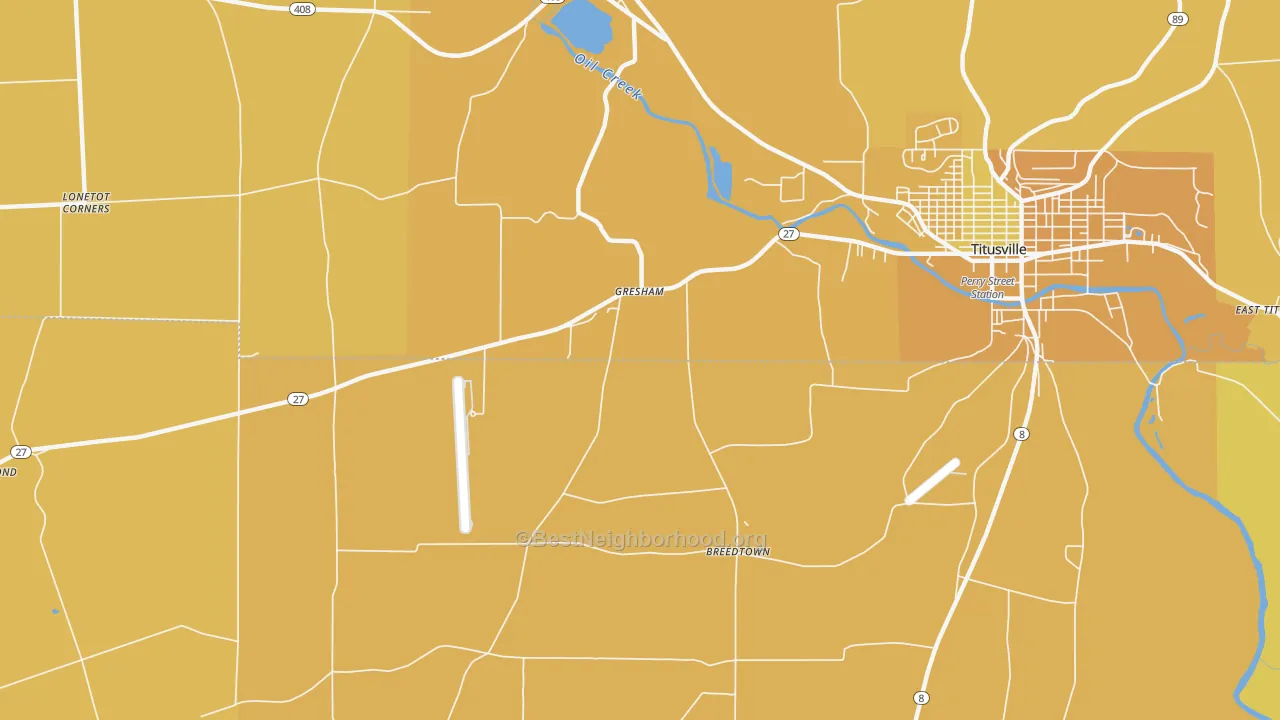 Map of the best neighborhoods in the Gresham area, with better matches in green and worse matches in red