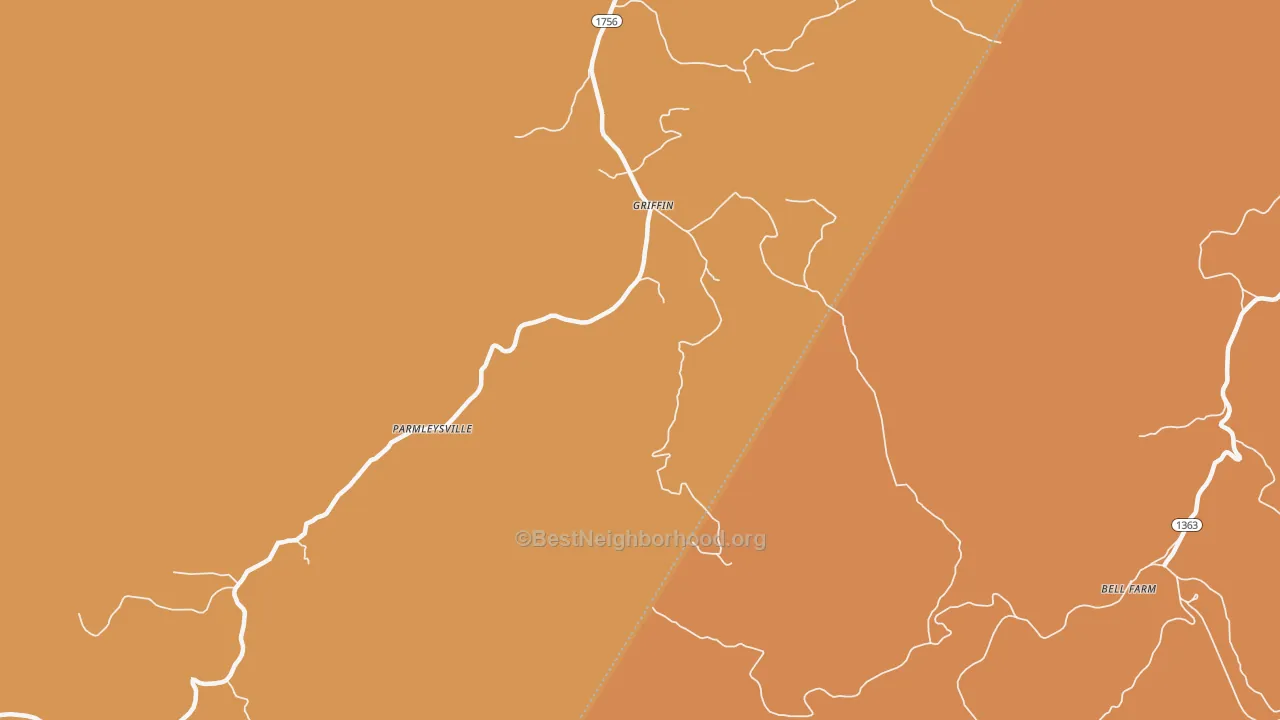 Map of the best neighborhoods in the Griffin area, with better matches in green and worse matches in red