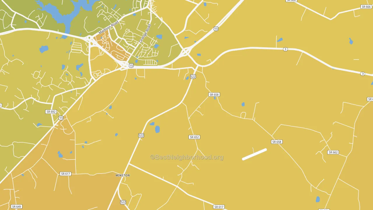Map of the best neighborhoods in the Griffinsburg area, with better matches in green and worse matches in red