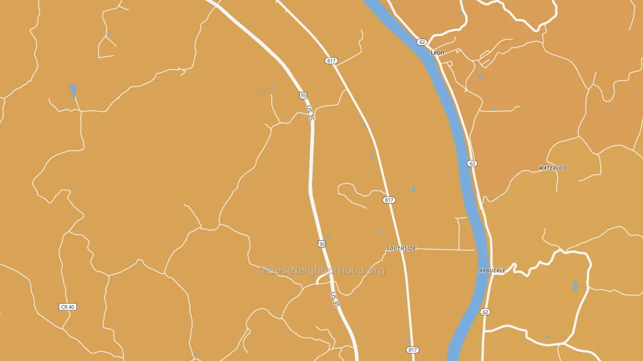 Map of the best neighborhoods in the Grimms Landing area, with better matches in green and worse matches in red