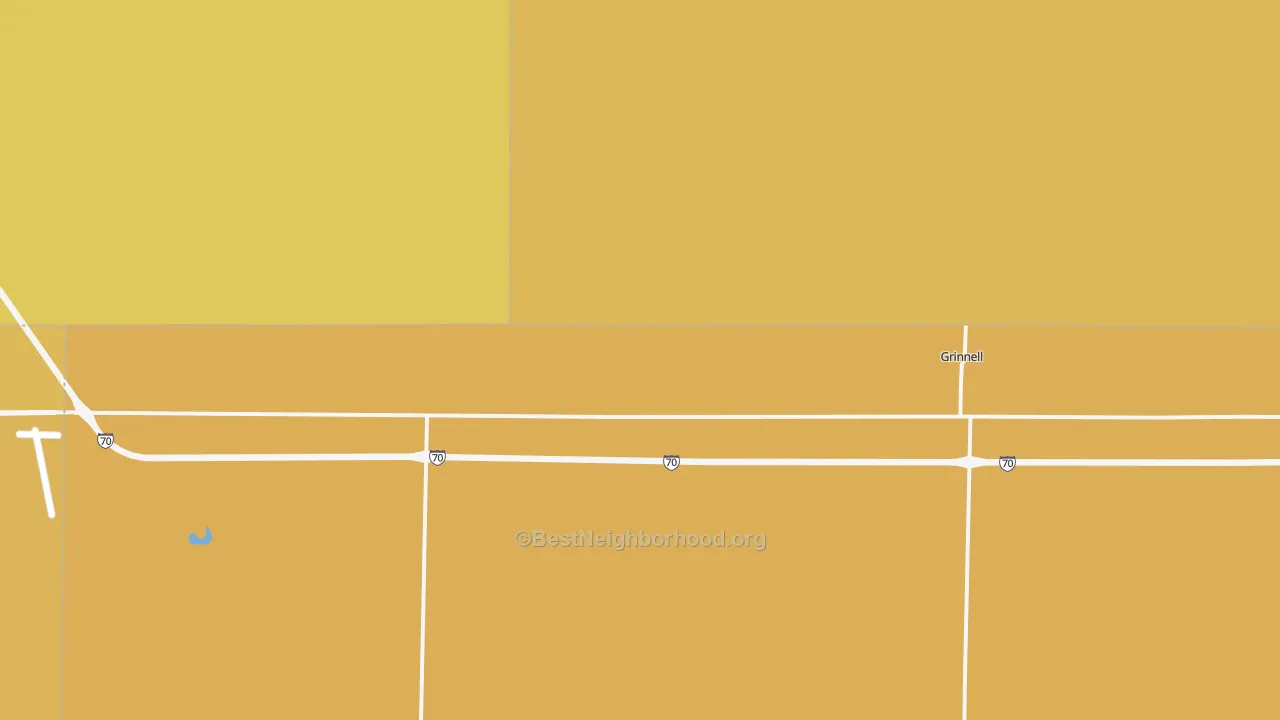 Map of the best neighborhoods in the Grinnell area, with better matches in green and worse matches in red