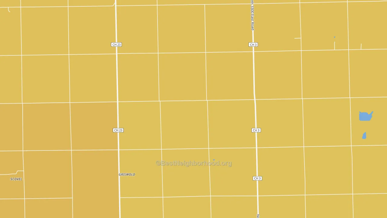Map of the best neighborhoods in the Griswold area, with better matches in green and worse matches in red