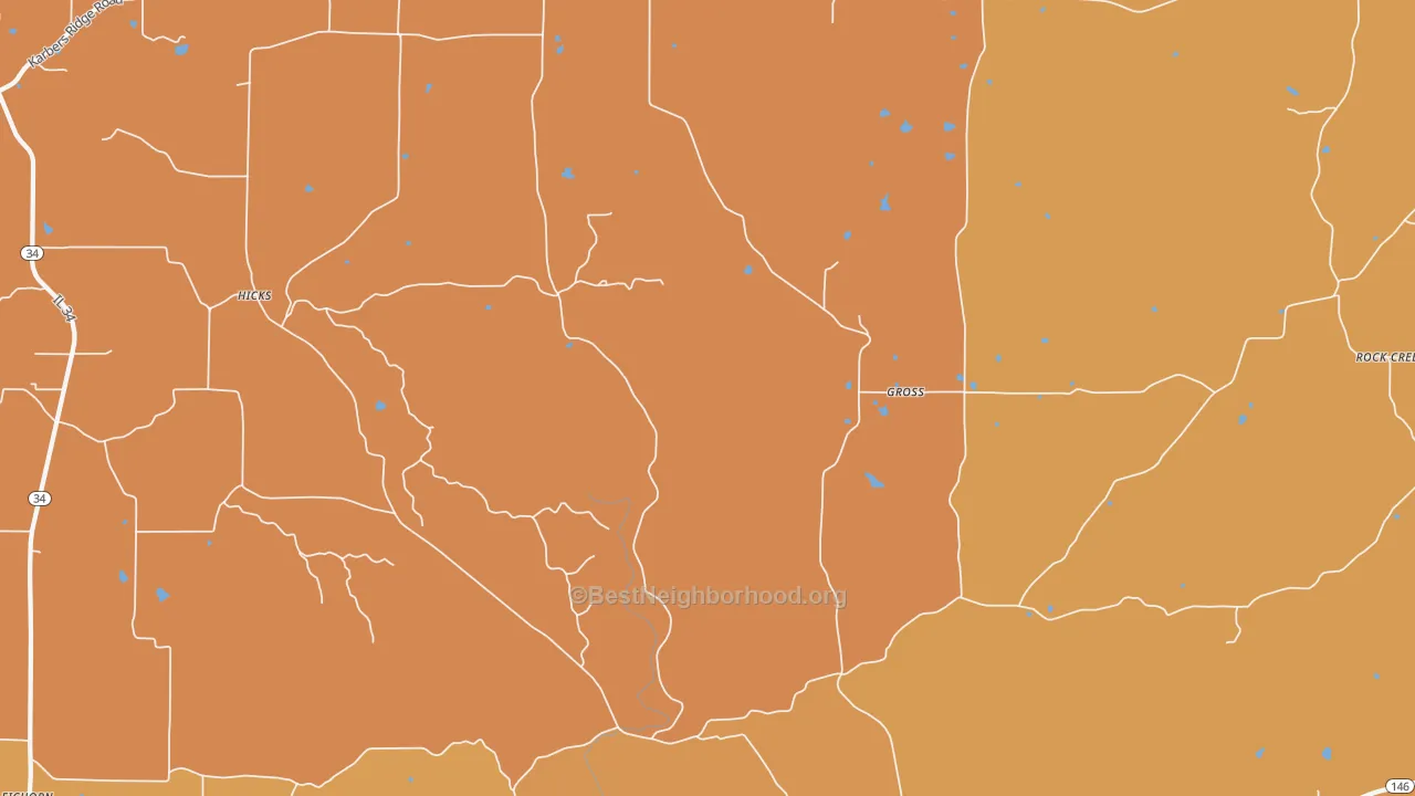 Map of the best neighborhoods in the Gross area, with better matches in green and worse matches in red