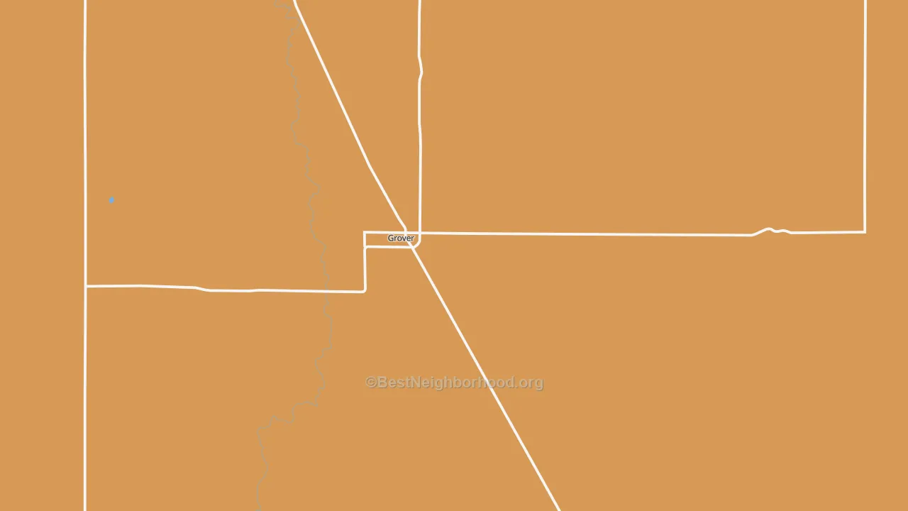 Map of the best neighborhoods in the Grover area, with better matches in green and worse matches in red