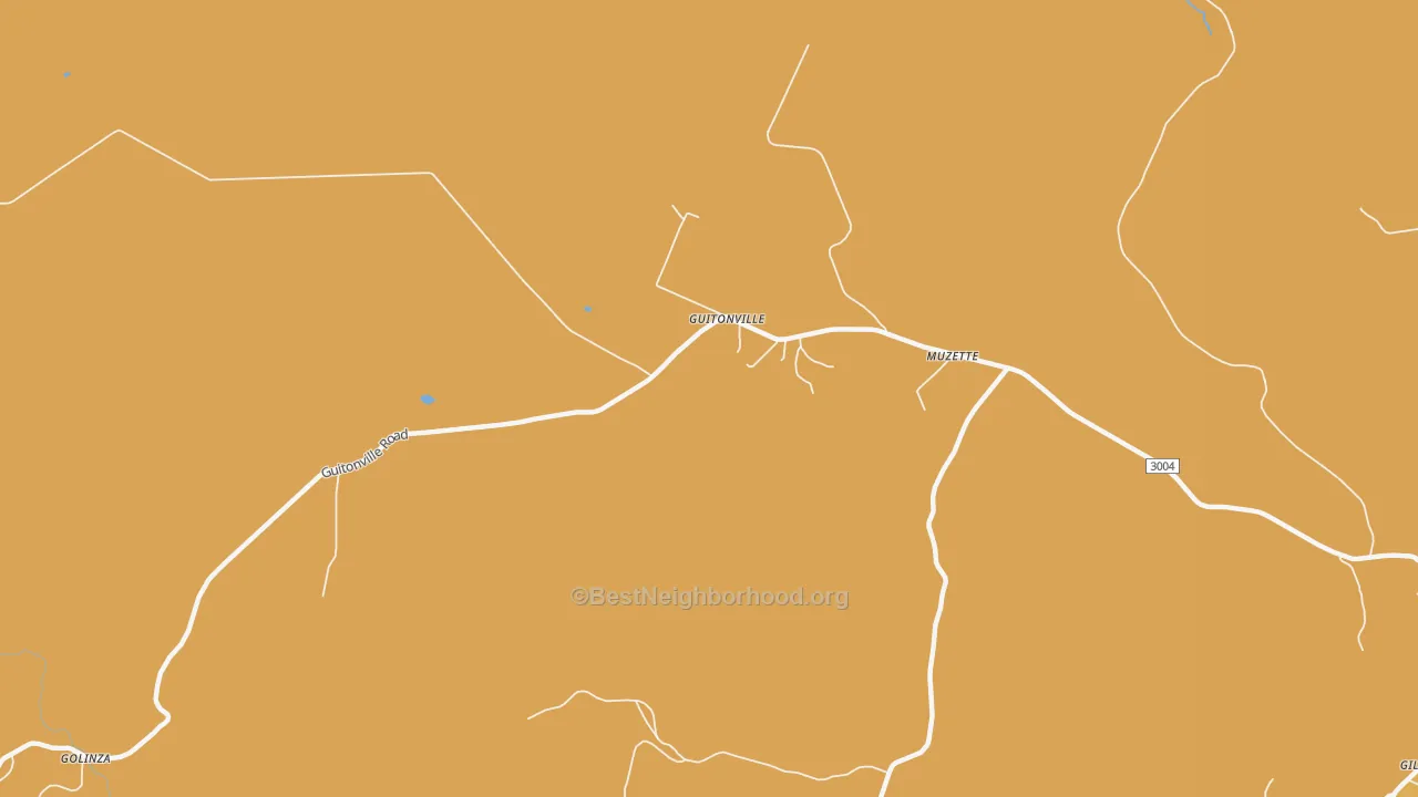 Map of the best neighborhoods in the Guitonville area, with better matches in green and worse matches in red
