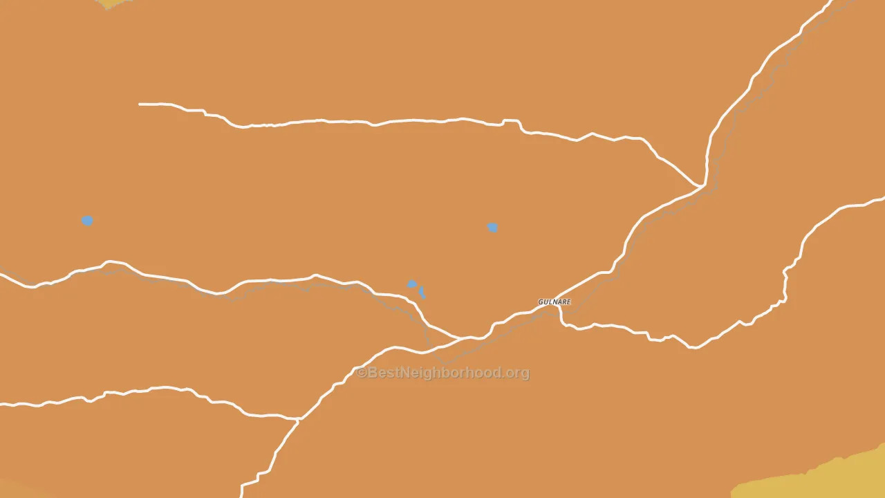 Map of the best neighborhoods in the Gulnare area, with better matches in green and worse matches in red