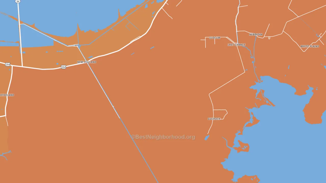 Map of the best neighborhoods in the Gulrock area, with better matches in green and worse matches in red
