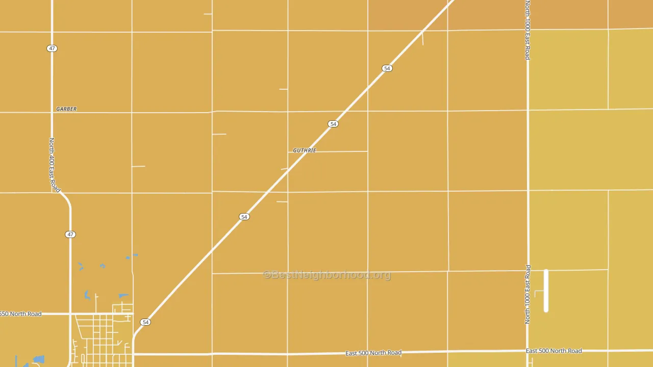 Map of the best neighborhoods in the Guthrie area, with better matches in green and worse matches in red