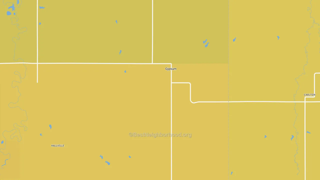 Map of the best neighborhoods in the Gypsum area, with better matches in green and worse matches in red