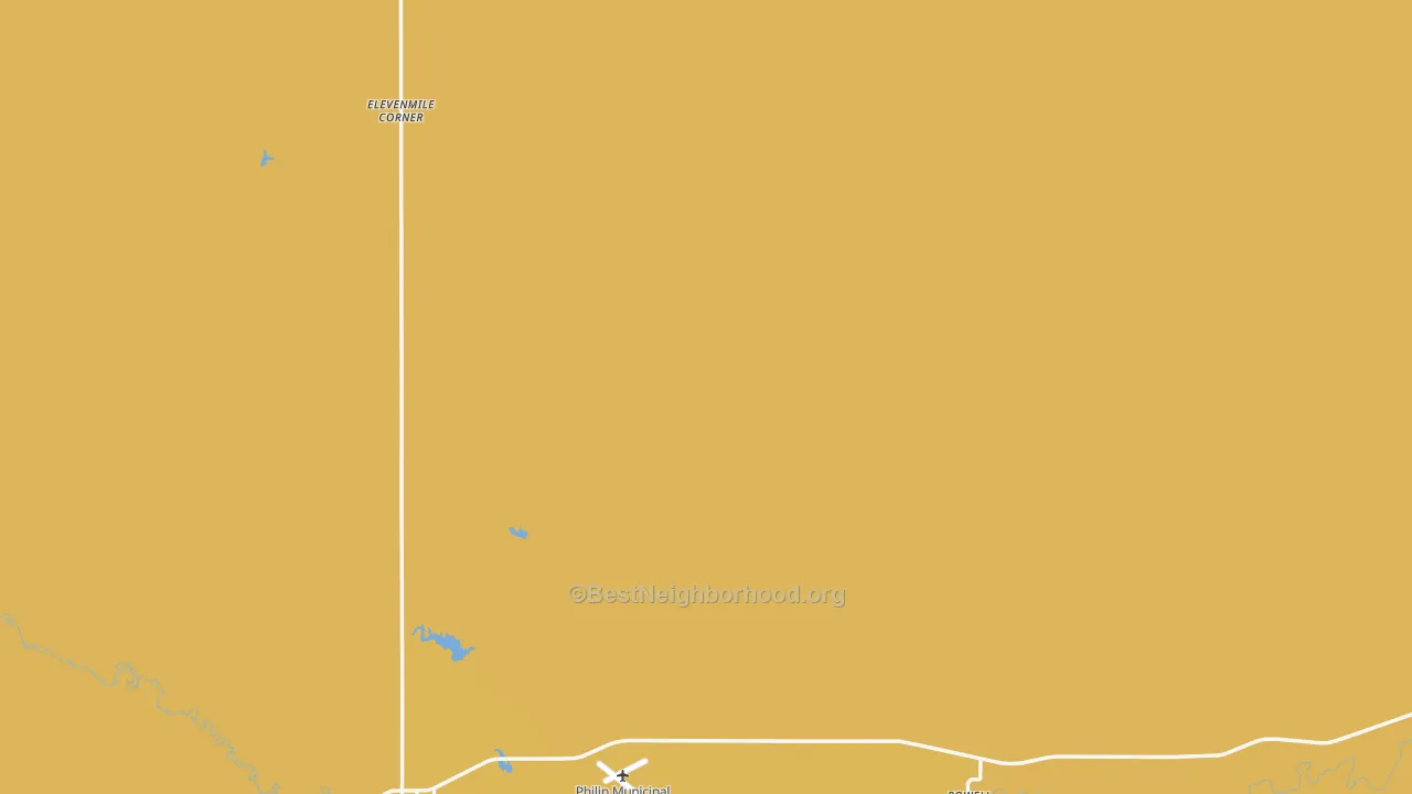 Map of the best neighborhoods in the Haakon County area, with better matches in green and worse matches in red