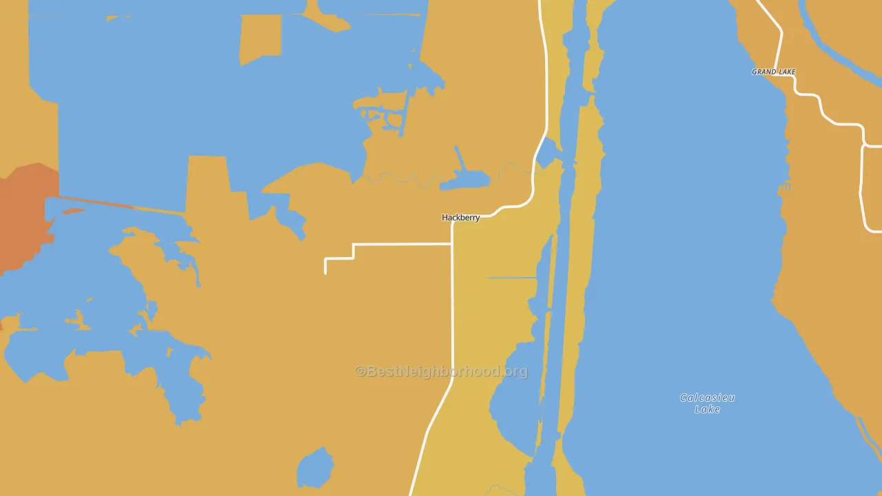 Map of the best neighborhoods in the Hackberry area, with better matches in green and worse matches in red