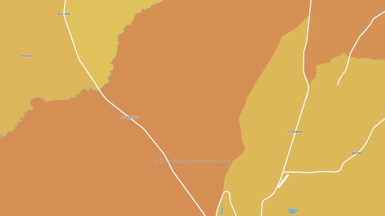 Map of the best neighborhoods in the Hacoda area, with better matches in green and worse matches in red