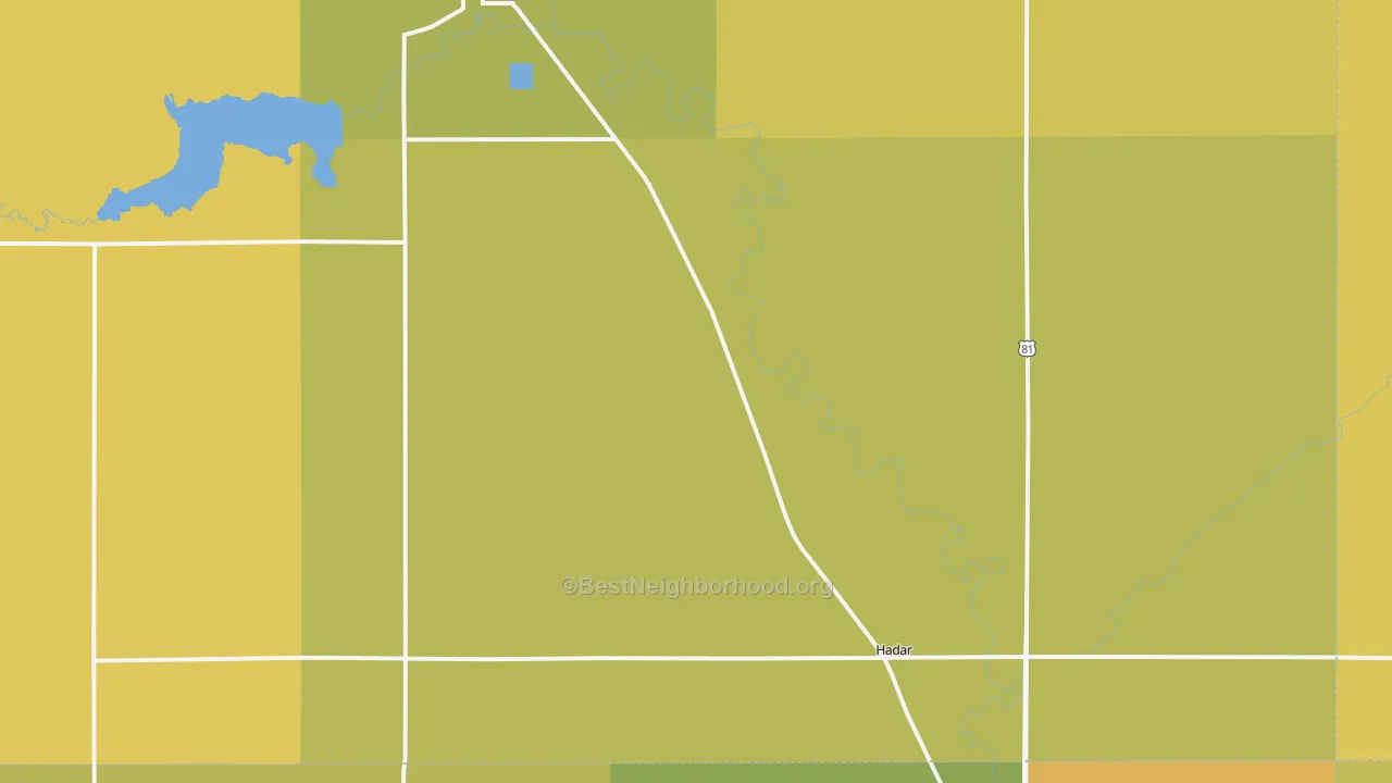 Map of the best neighborhoods in the Hadar area, with better matches in green and worse matches in red